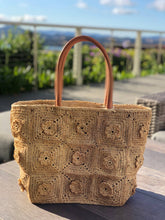 Load image into Gallery viewer, Flower Power Crochet Straw Basket Bag