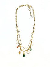 Load image into Gallery viewer, Double Strand Aquamarine & Pearl Charm Necklace