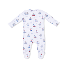 Load image into Gallery viewer, Bubbly Sailboats - 2 Way Zipper Footie