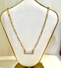 Load image into Gallery viewer, Cristina V Paper Clip Necklace with Opal Bar Pendant