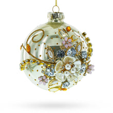 Load image into Gallery viewer, Jeweled Flowers Glass Ornament
