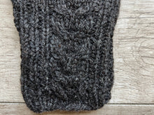 Load image into Gallery viewer, Alpaca Hand Knit Cable Heart Fingerless Gloves (Charcoal, Cream, Black)