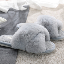 Load image into Gallery viewer, Fluffy Faux Fur Slippers, Dove Grey