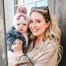 Load image into Gallery viewer, Mauve Rainbow Knit Beanie Hat