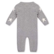 Load image into Gallery viewer, Star Jacquard Baby Sweater Knit Jumpsuit, Heather Grey