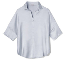 Load image into Gallery viewer, PJ Harlow Fran Satin Top with Collar (Morning Blue, Pearl)