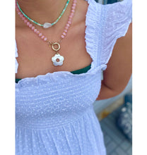 Load image into Gallery viewer, Cristina V Pistachio Agate Rondelle Necklace with Labradorite Heart