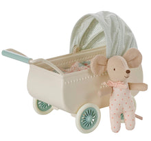 Load image into Gallery viewer, Maileg Pram With Baby Mouse, Mint