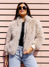 Load image into Gallery viewer, Parkside Faux Fur Bomber Jacket, Champagne, Size Large
