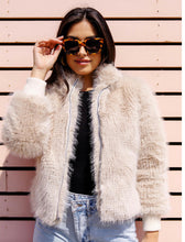 Load image into Gallery viewer, Parkside Faux Fur Bomber Jacket, Champagne, Size Large
