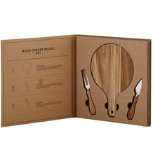Load image into Gallery viewer, Wood Cheese Board Set Book Box