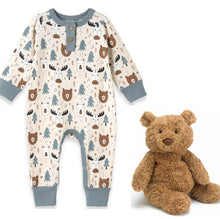 Load image into Gallery viewer, Woodland Pals Bamboo Henley Romper