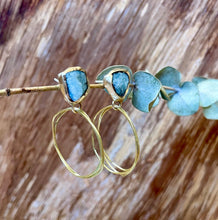 Load image into Gallery viewer, Emilie Shapiro Guardian Hoops Earring (Aquamarine, Ruby)