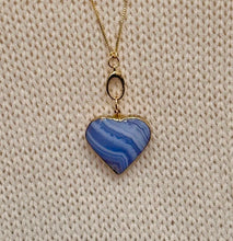 Load image into Gallery viewer, Cristina V Blue Lace Agate Heart Charm on Adjustable Clip Chain