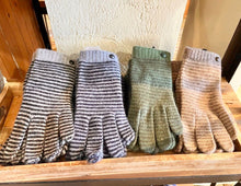 Load image into Gallery viewer, Wool + Angora Striped Knit Gloves (6 Patterns)