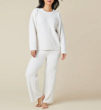 Load image into Gallery viewer, Solid Marshmallow Crew Reverse Seam Lounge Set (Coco, Almond)