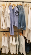 Load image into Gallery viewer, Linen Fringe Edge Tee (White, Denim, Beige)