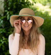 Load image into Gallery viewer, Rachel 4" Brim Crochet Straw Sun Hat, Denim