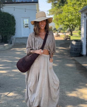 Load image into Gallery viewer, Rachel 4" Brim Crochet Straw Sun Hat, Denim