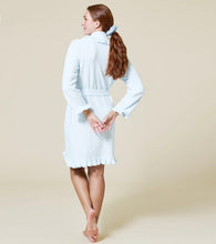 Load image into Gallery viewer, Short Ruffle Chenille Robe, Light Blue