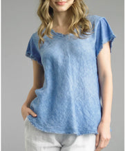 Load image into Gallery viewer, Linen Fringe Edge Tee (White, Denim, Beige)