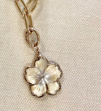 Load image into Gallery viewer, Cristina V Medium Paperclip Necklace with Hibiscus Charm