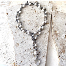 Load image into Gallery viewer, Pearl + Crystal Wrap Necklace
