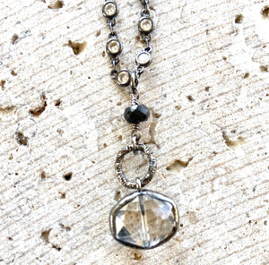 Crystal Pendant Necklace, 17"