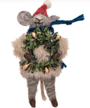 Load image into Gallery viewer, Wool Felt Mice with Sweater Ornaments (3 Styles)
