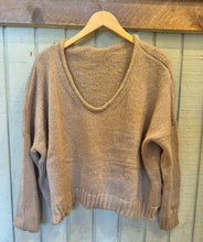 Load image into Gallery viewer, Percy V-Neck Chunky Sweater (Latte, Gunmetal)