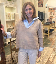 Load image into Gallery viewer, Percy V-Neck Chunky Sweater (Latte, Gunmetal)