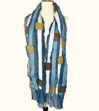 Load image into Gallery viewer, Squares & Stripes Chiffon/Wool Felt Scarf, 2 Colors
