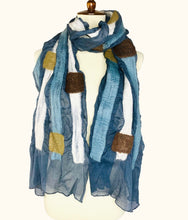Load image into Gallery viewer, Squares & Stripes Chiffon/Wool Felt Scarf, 2 Colors