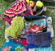 Load image into Gallery viewer, Velvet Floral Zip Pouch, 4 Styles