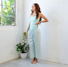 Load image into Gallery viewer, PJ Harlow Jolie Capri Satin Pant (Blush Pink, Pearl, Pale Blue, Morning Blue)
