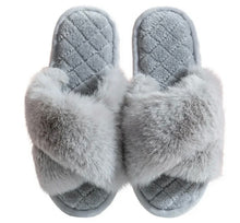 Load image into Gallery viewer, Fluffy Faux Fur Slippers, Dove Grey