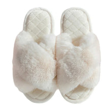 Load image into Gallery viewer, Fluffy Faux Fur Slippers, Ivory