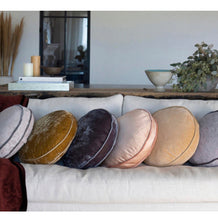 Load image into Gallery viewer, IN STOCK Bella Notte Linens Silk Quilted Velvet Round Pillow, Cloud