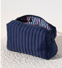Load image into Gallery viewer, Quilted Nylon Cosmetic Pouch (Black)
