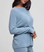 Load image into Gallery viewer, Barefoot Dreams CozyChic Ultra Lite Scallop Neck Slouchy Pullover, Blue Aura