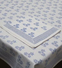 Load image into Gallery viewer, Jasmine Blue Hand Block Printed Tablecloth  (3 Sizes)
