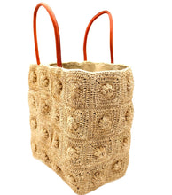 Load image into Gallery viewer, Flower Power Crochet Straw Basket Bag