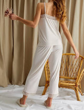 Load image into Gallery viewer, Lace Bamboo Cami + Cropped Trouser Pajama Set