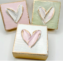 Load image into Gallery viewer, Wooden Heart Block (Pink, Sage, White)