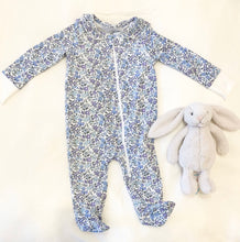 Load image into Gallery viewer, Fleur D'Azur Footed Romper, 3-6M