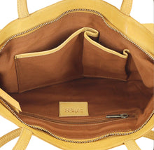 Load image into Gallery viewer, Margot Leather Tote Bag (Camel, Sky Blue)