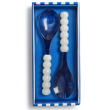 Load image into Gallery viewer, Modern Pop Blue and White Salad Server Set
