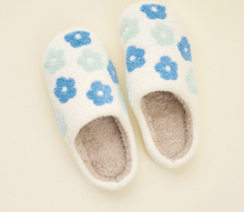 Load image into Gallery viewer, Fuzzy Floral Slippers (Peach, Blue)
