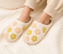 Load image into Gallery viewer, Fuzzy Floral Slippers (Peach, Blue)
