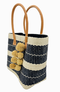 Imperial Sisal Basket Bag (Blue Stripe, Black Stripe)